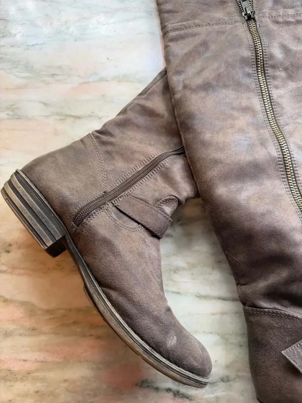 Unbranded Brown Faux Suede Over-the-Knee Boots